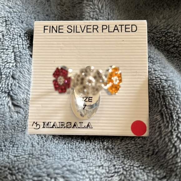 Silver Three Color Flower Trio Size 7 - Picture 2 of 3